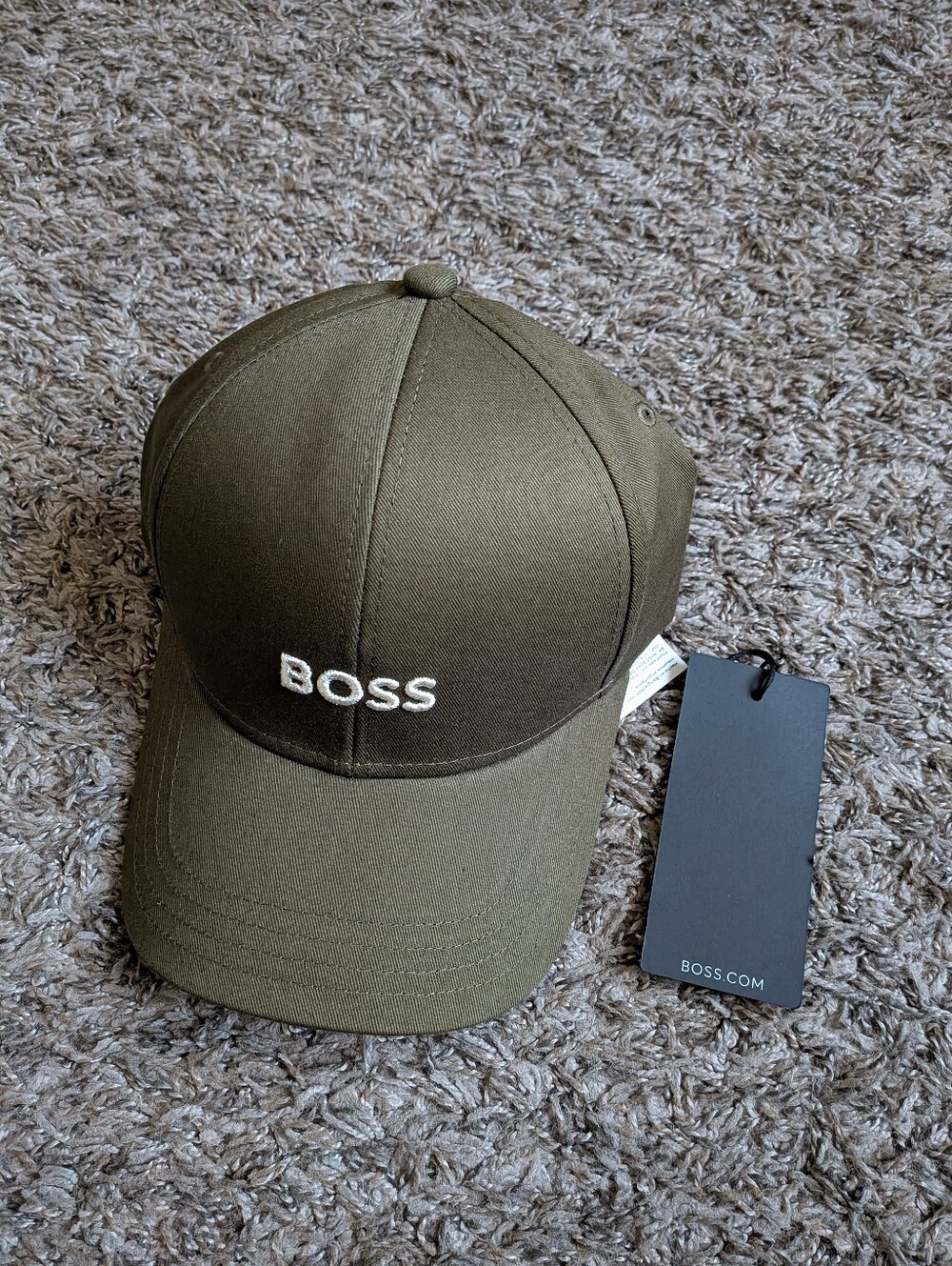 NWT Hugo Boss Olive Green Zed Cotton Adjustable Baseball Cap Men's